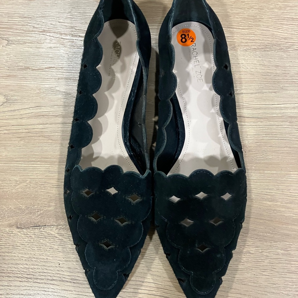 Rachel Zoe Women's Dark Flats with Scalloped Design
